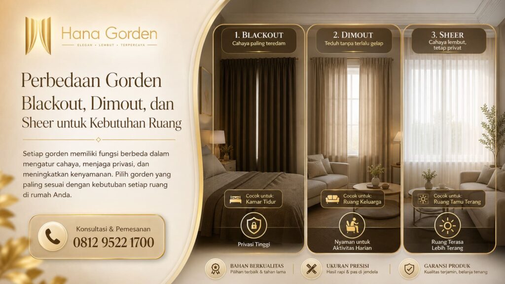 Perbedaan Gorden Blackout, Dimout, dan Sheer untuk Kebutuhan Ruang