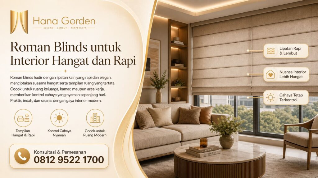 Roman Blinds untuk Interior Hangat dan Rapi