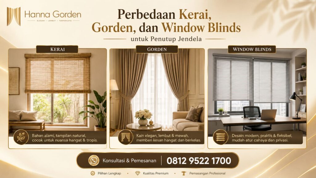 Perbedaan Kerai, Gorden, dan Window Blinds untuk Penutup Jendela