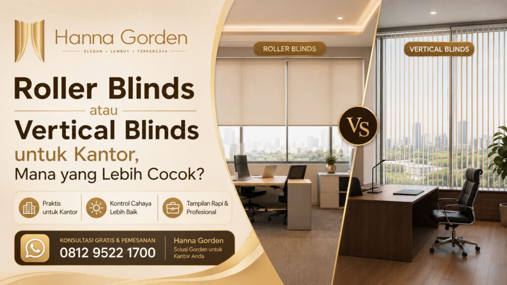 Roller Blinds atau Vertical Blinds untuk Kantor, Mana yang Lebih Cocok