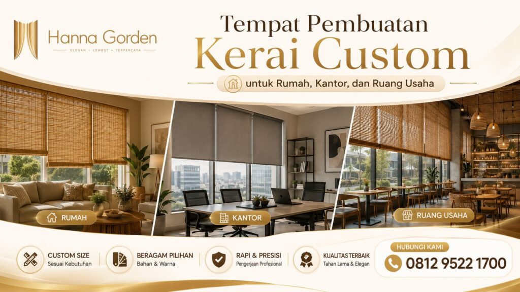 Tempat Pembuatan Kerai Custom untuk Rumah, Kantor, dan Ruang Usaha