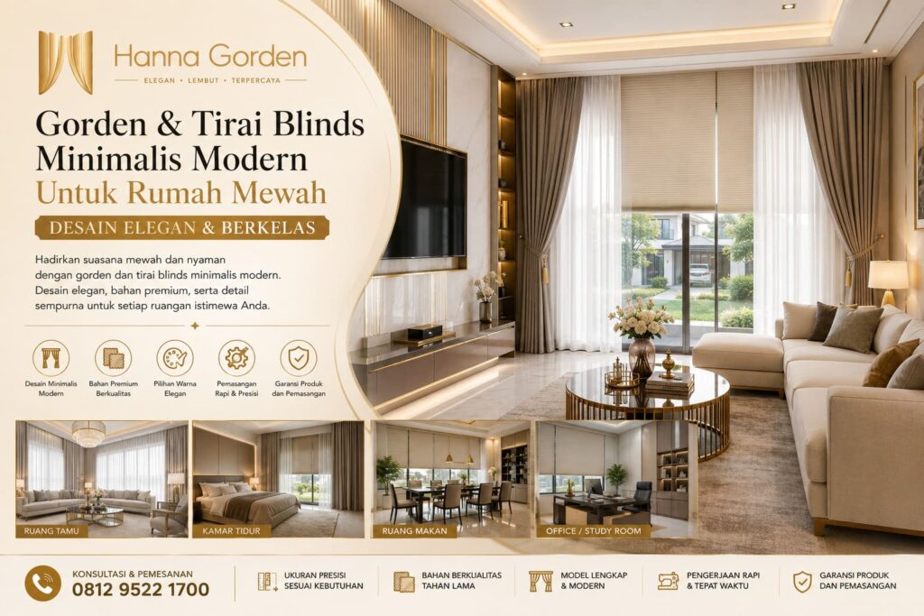 Gorden & Tirai Blinds Minimalis Modern untuk Rumah Mewah - Desain Elegan dan Berkelas
