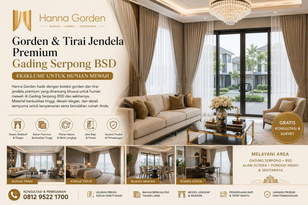 Gorden & Tirai Jendela Premium Gading Serpong BSD - Eksklusif untuk Hunian Mewah