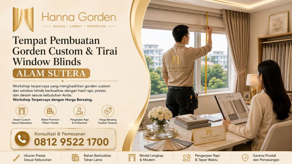 Tempat Pembuatan Gorden Custom & Tirai Window Blinds Alam Sutera - Workshop Terpercaya dengan Harga Bersaing