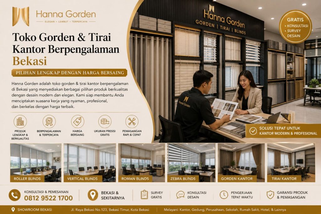 Toko Gorden & Tirai Kantor Berpengalaman Bekasi - Pilihan Lengkap dengan Harga Bersaing